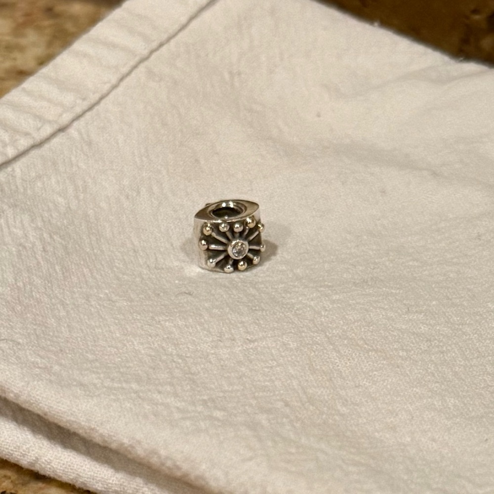 Authentic Pandora Sterling Silver Starburst Charm with Cubic Zirconia